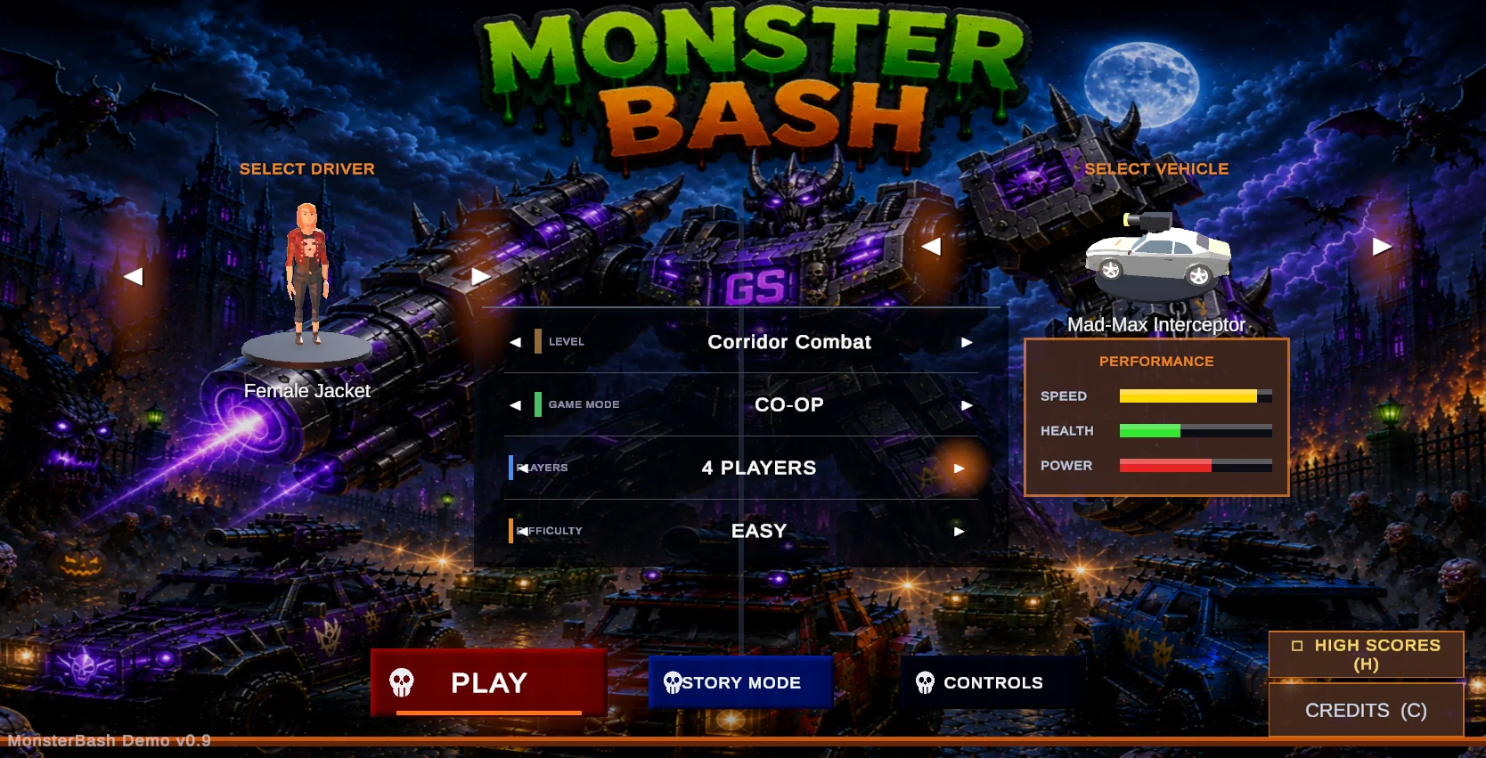 MonsterBash main menu