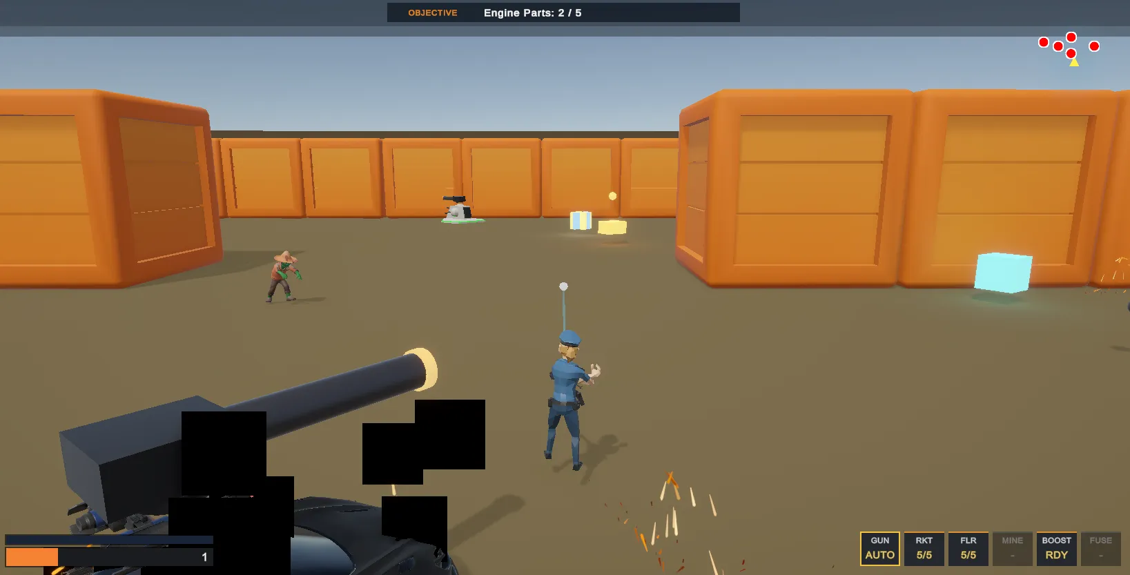MonsterBash player exploring on foot during combat